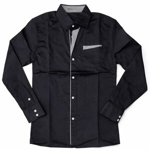 Ding Ge Fu Shi Men’s Black Button Up Dress Shirt | Medium (Fits Small) | New